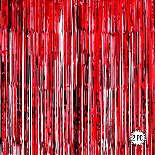 Red Foil Curtains for Decoration Fringe Curtain for Birthday