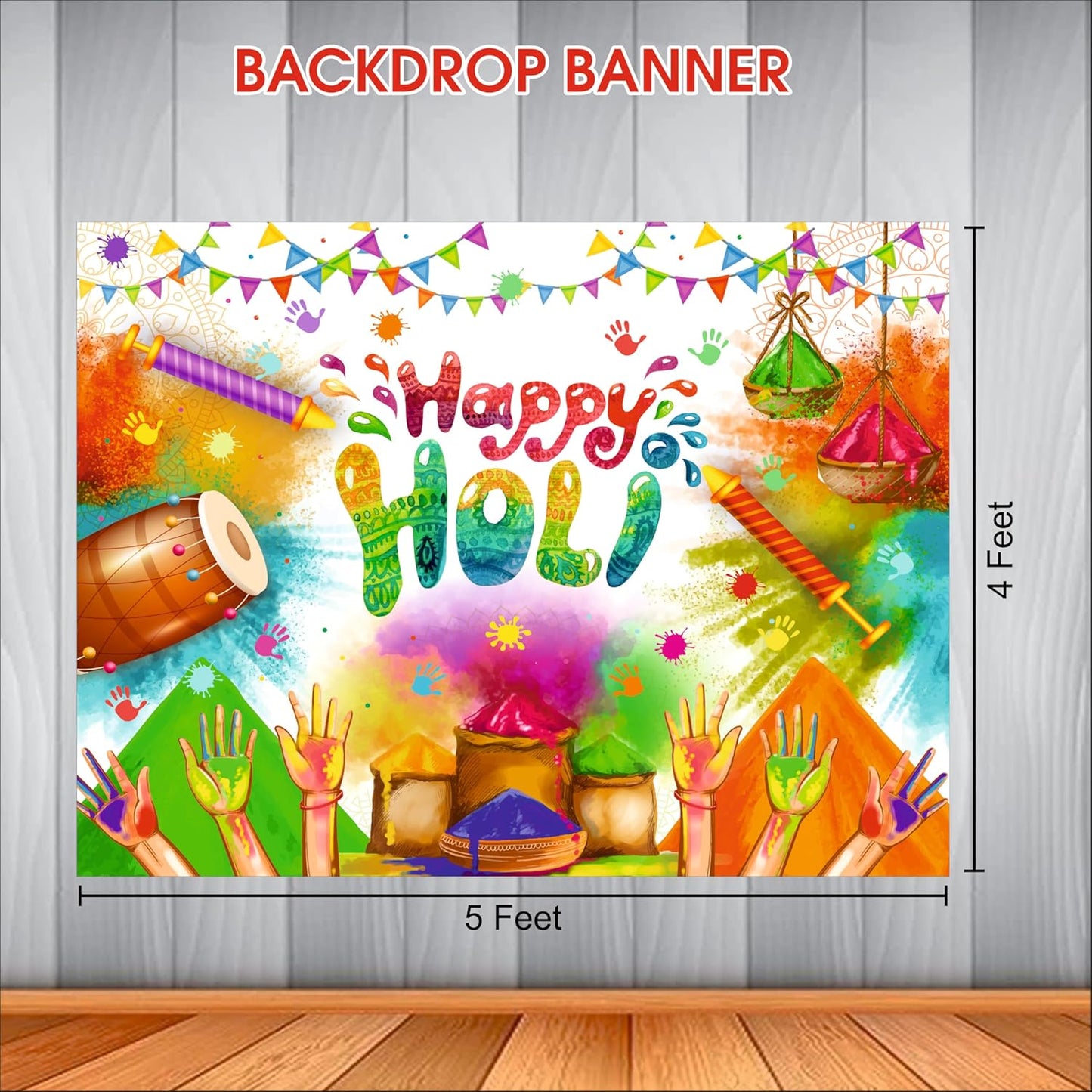 Happy Holi Party Backdrop