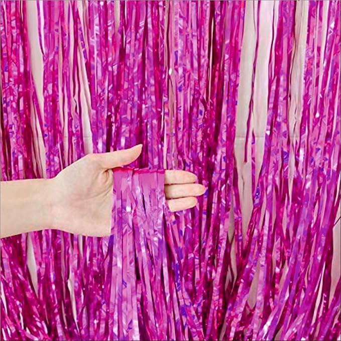 Pink Foil Curtains for Decoration Fringe Curtain for Birthday