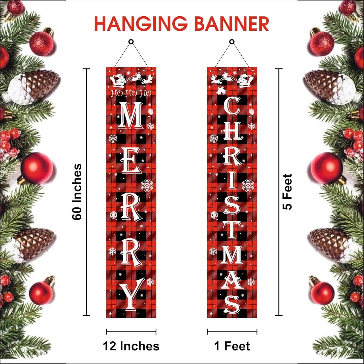 Merry Christmas Porch Sign Banner