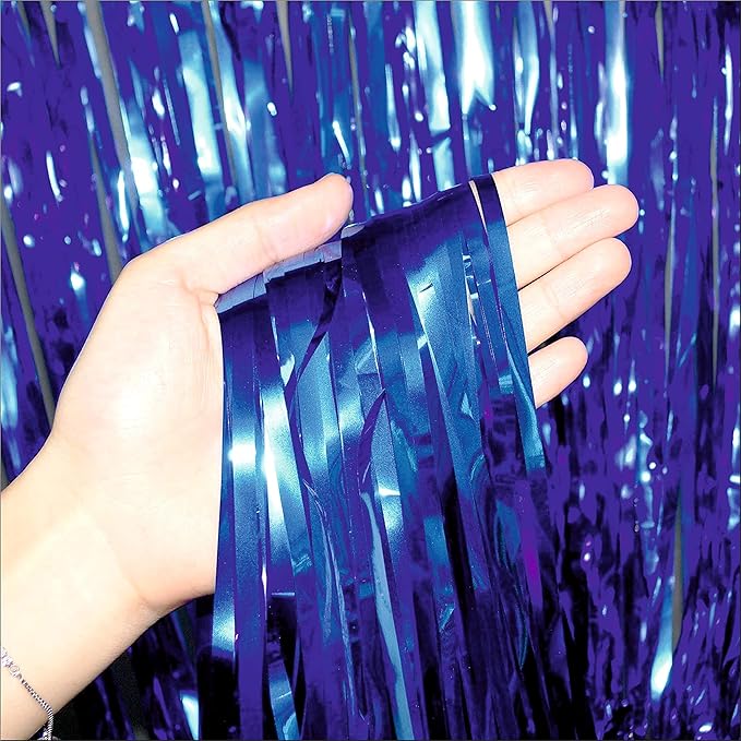 Blue Foil Curtains for Decoration Fringe Curtain for Birthday