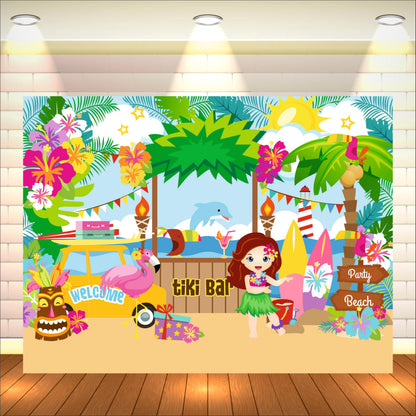 Aloha Theme Birthday Backdrop for Kids
