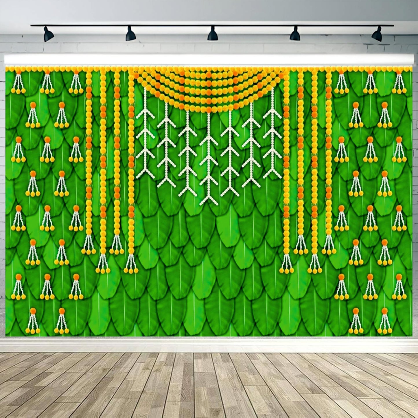 Marigold Yellow & Orange Flowers Decorative Theme Backdrop for Events, Home & Photoshoots