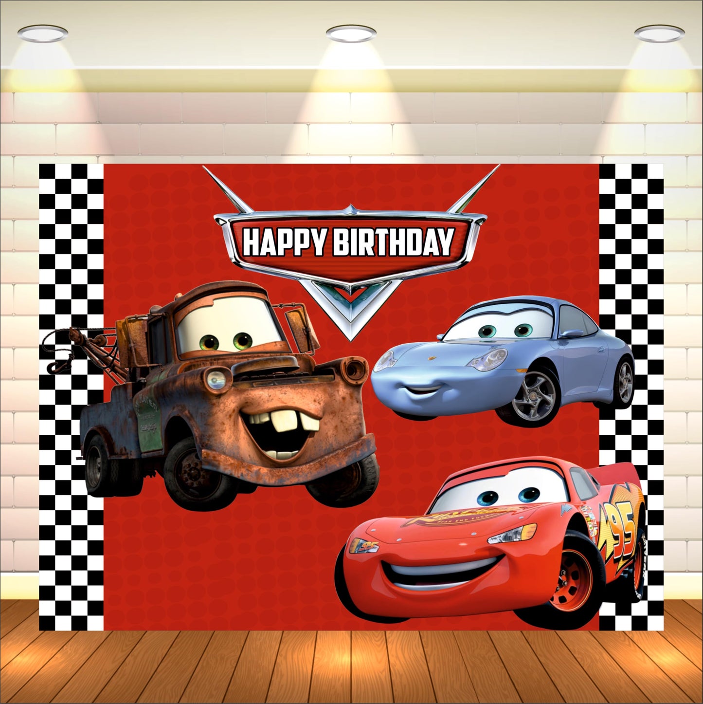 Cars Birthday Theme Backdrop for Kids
