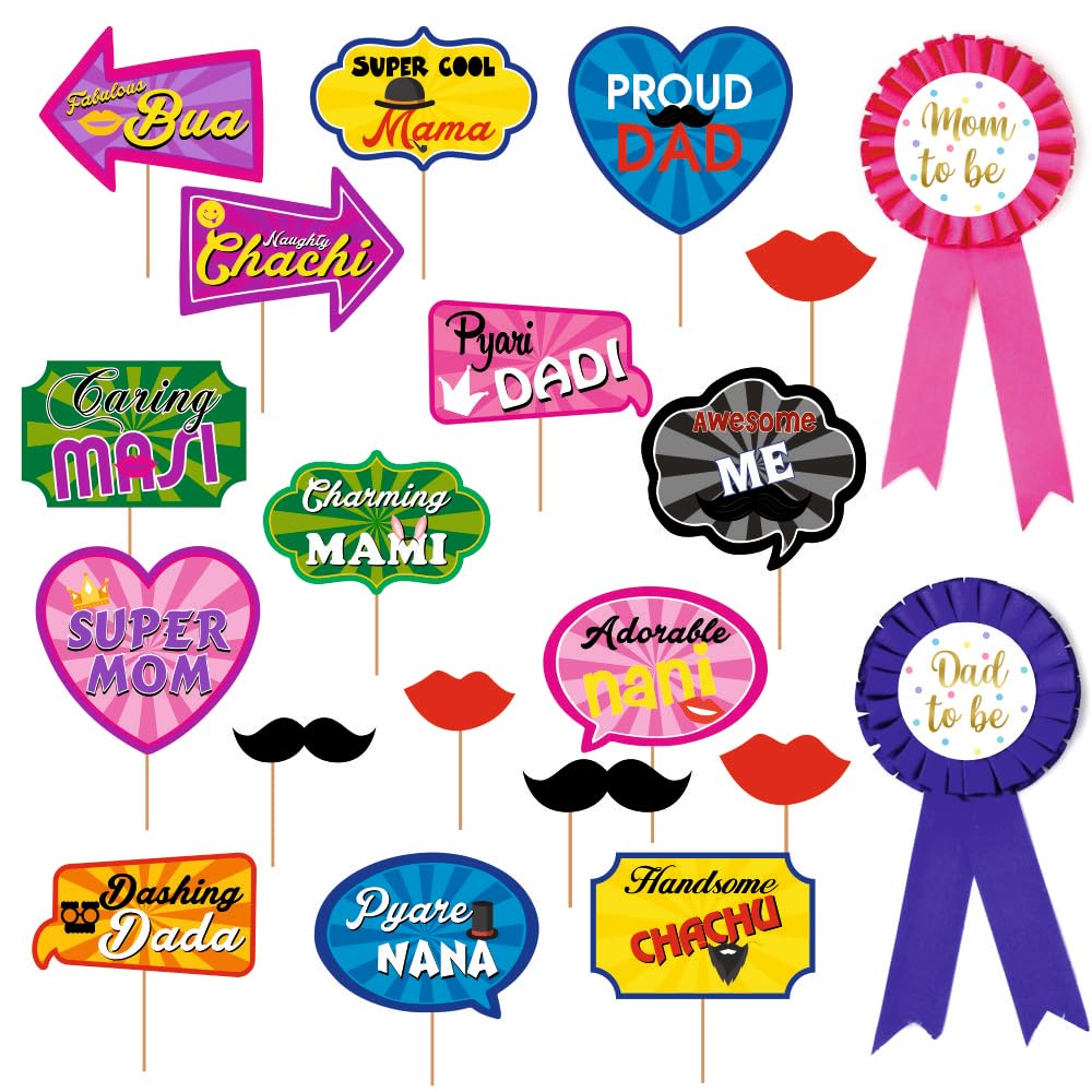Baby Shower Photo Booth Props & Stickers Set