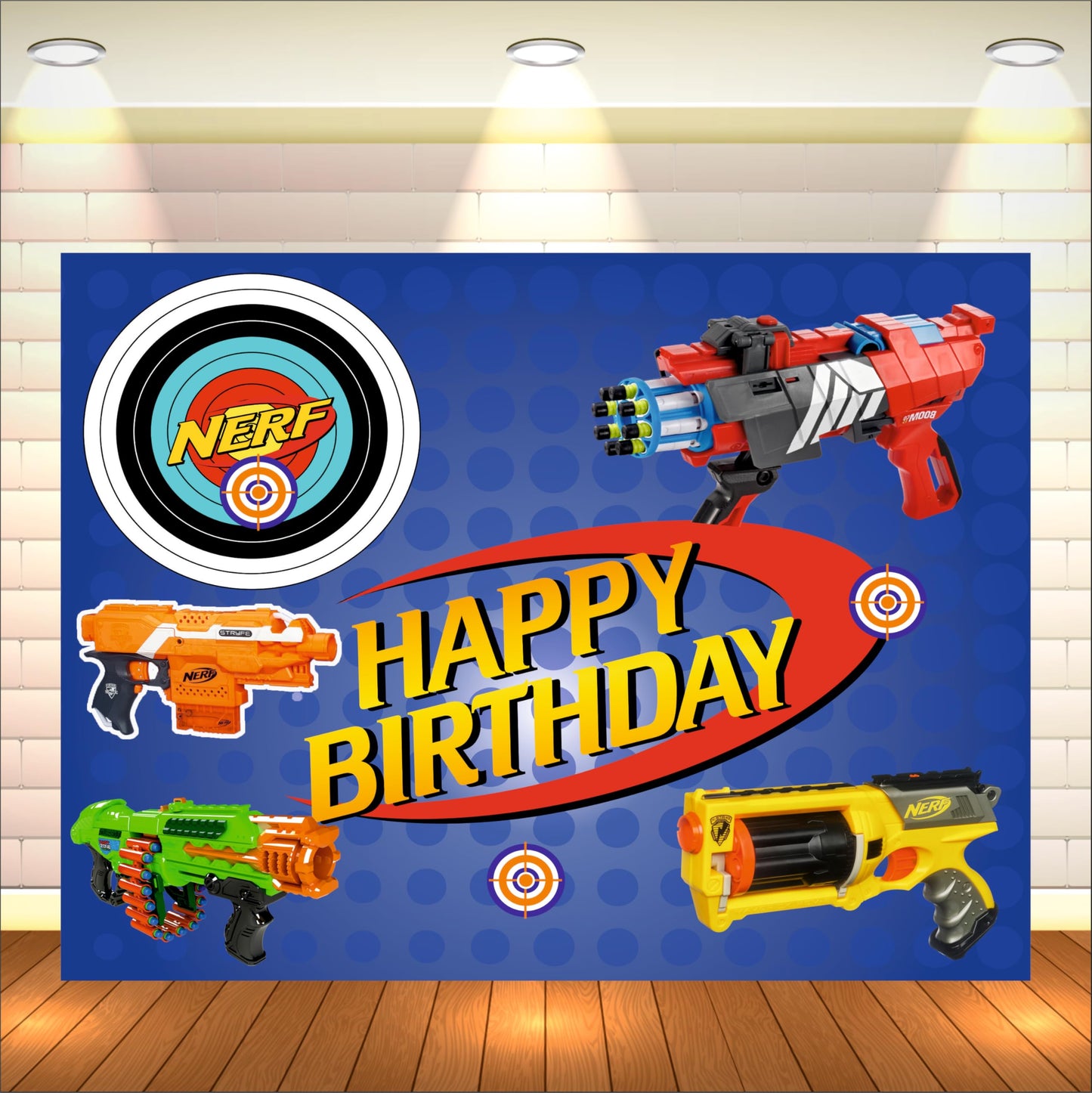 Nerf Theme Birthday Backdrop for Kids