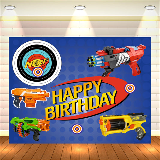 Nerf Theme Birthday Backdrop for Kids