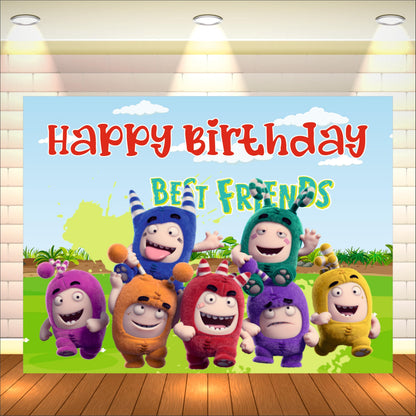 Oddbods Theme Birthday Backdrop for Kids