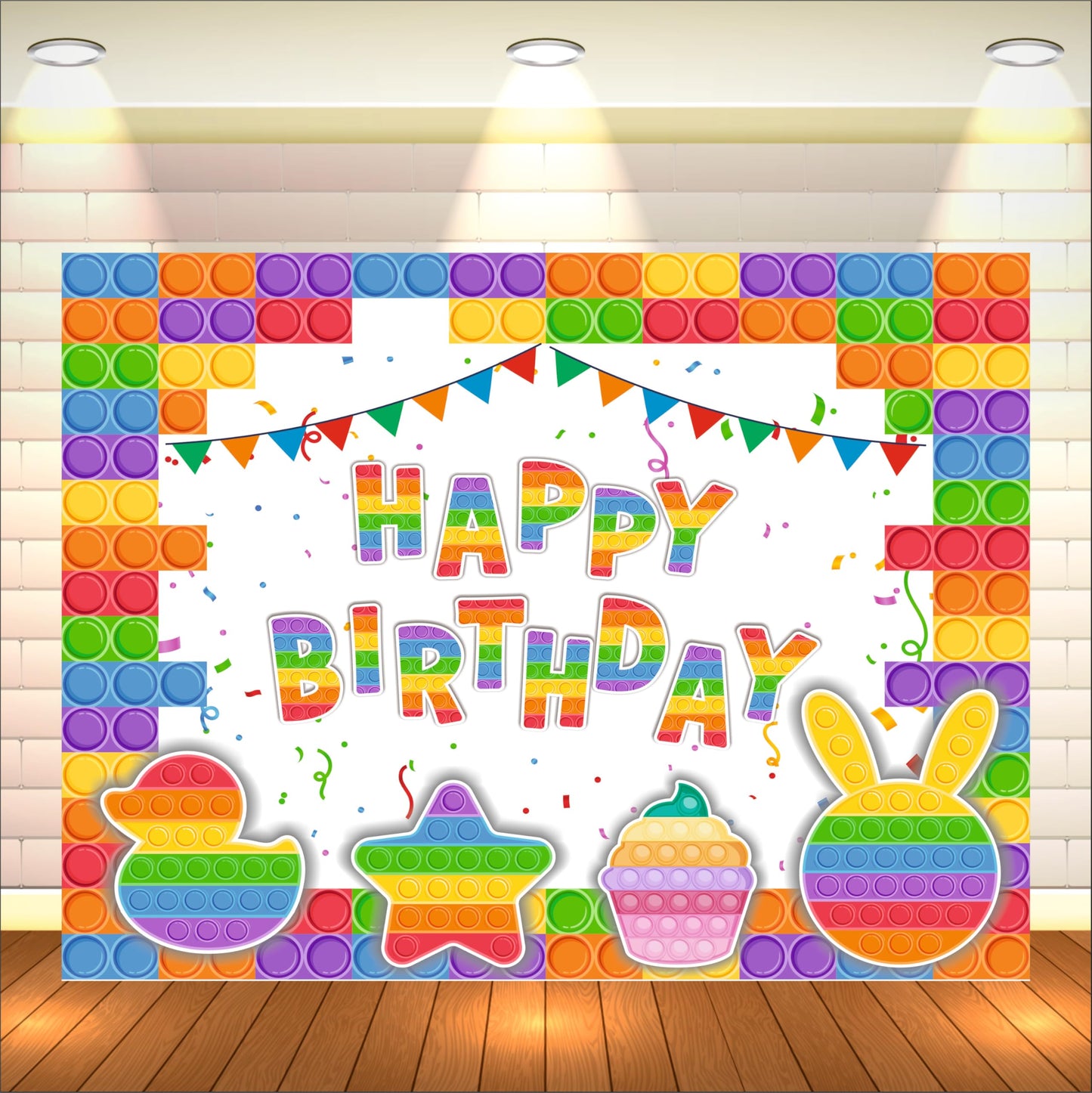 Pop It Theme Birthday Backdrop for Kids