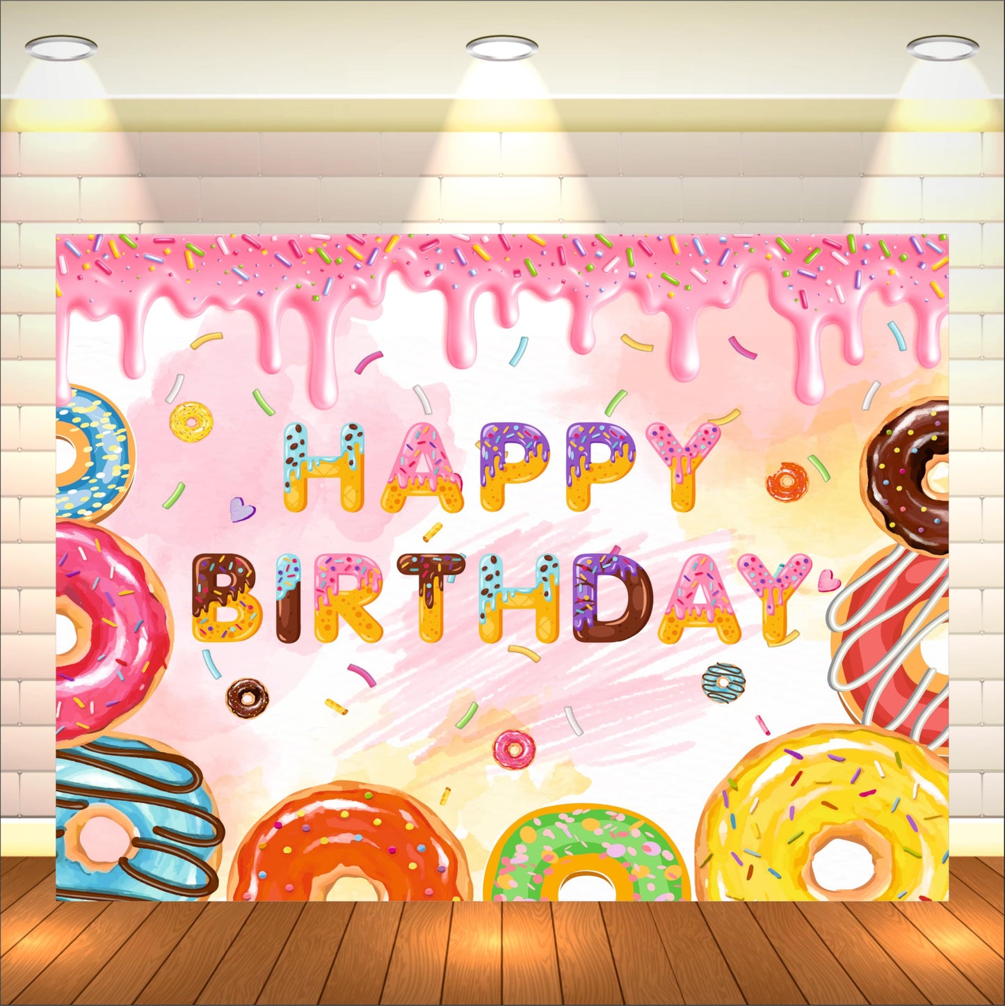 Donuts Theme Birthday Backdrop for Kids