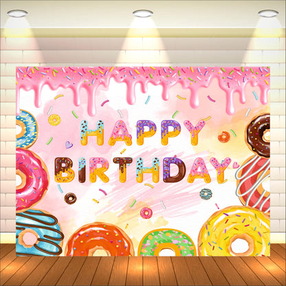 Donuts Theme Birthday Backdrop for Kids