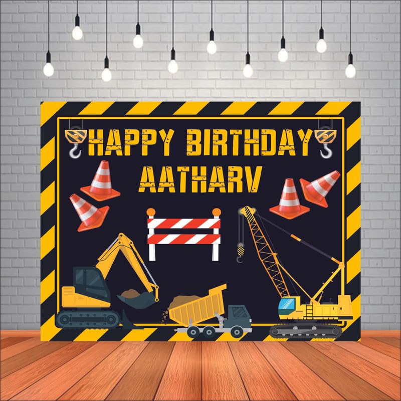 Customised Construction Birthday Banner Theme