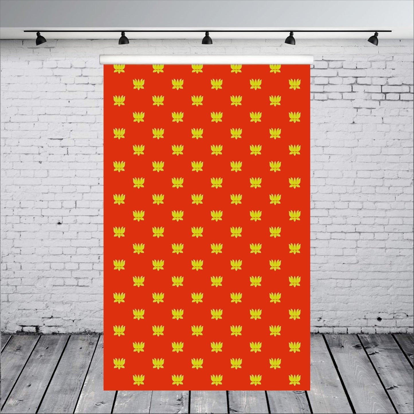 Red Backdrop With Golden Lotus Theme for Events, Home & Photoshoots