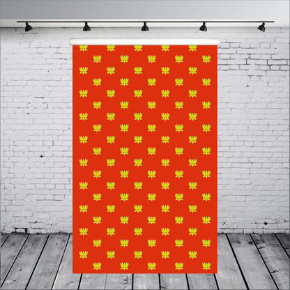 Red Backdrop With Golden Lotus Theme for Events, Home & Photoshoots