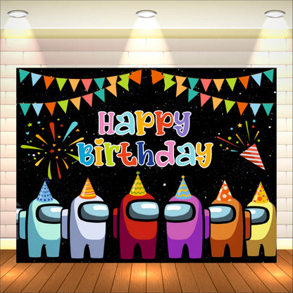 Among Game Theme Birthday Backdrop for Kids