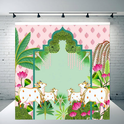 Pichwai Decorative Theme Backdrop for Events, Home & Photoshoots