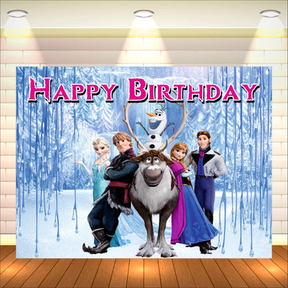 Frozen Birthday Theme Backdrop for Kids