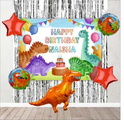Dinosaur Birthday Backdrop Theme for Kids (Pack of 8)