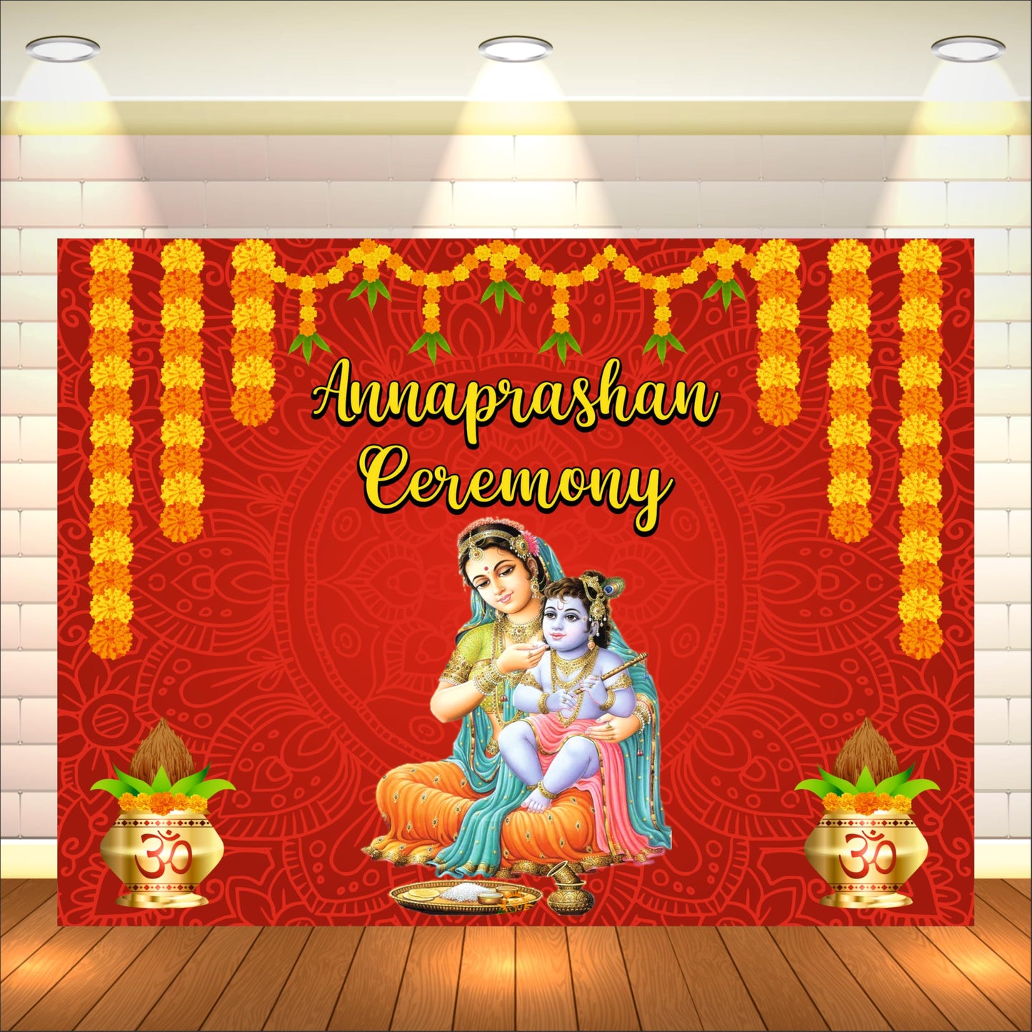 Red Annaprashan Decorative Theme Backdrop for Photoshoots