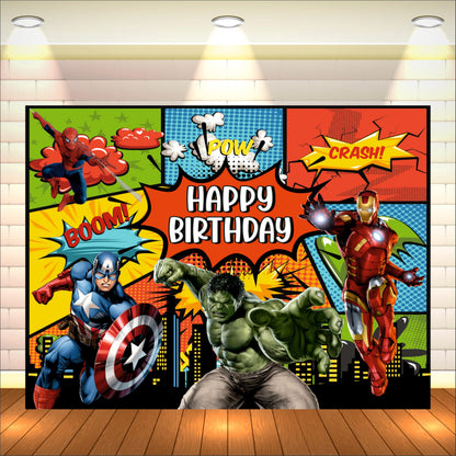Avengers Theme Birthday Backdrop for Kids
