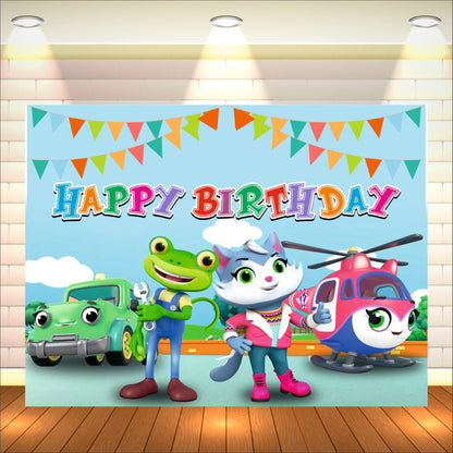 Gecko's Garage Birthday Theme Backdrop for Kids