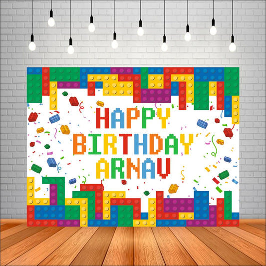 Customised Building Blocks Birthday Banner Theme