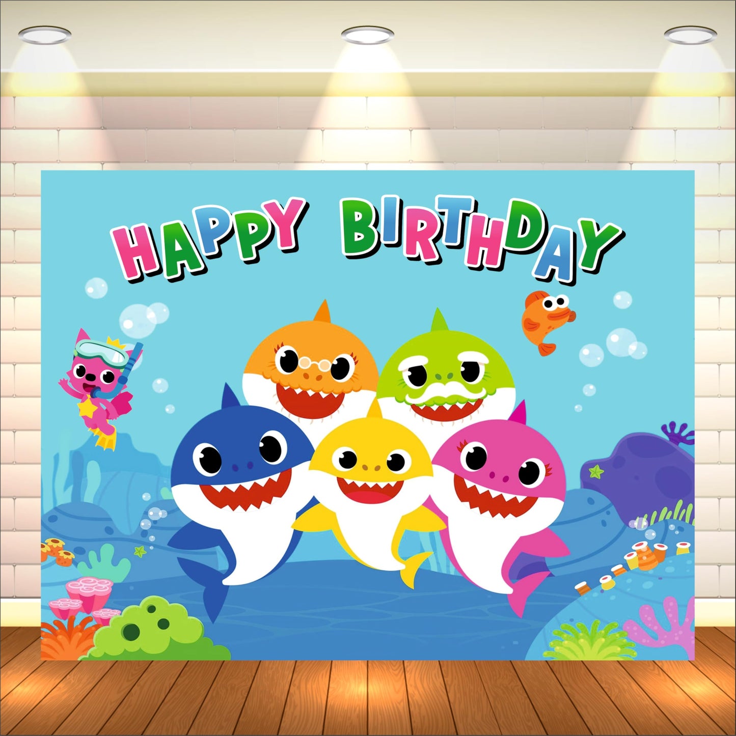 Baby Shark Theme Birthday Backdrop for Kids