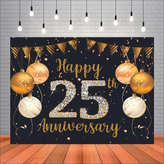 25th Anniversary Golden Backdrop for Photo Booth & Stage Decor