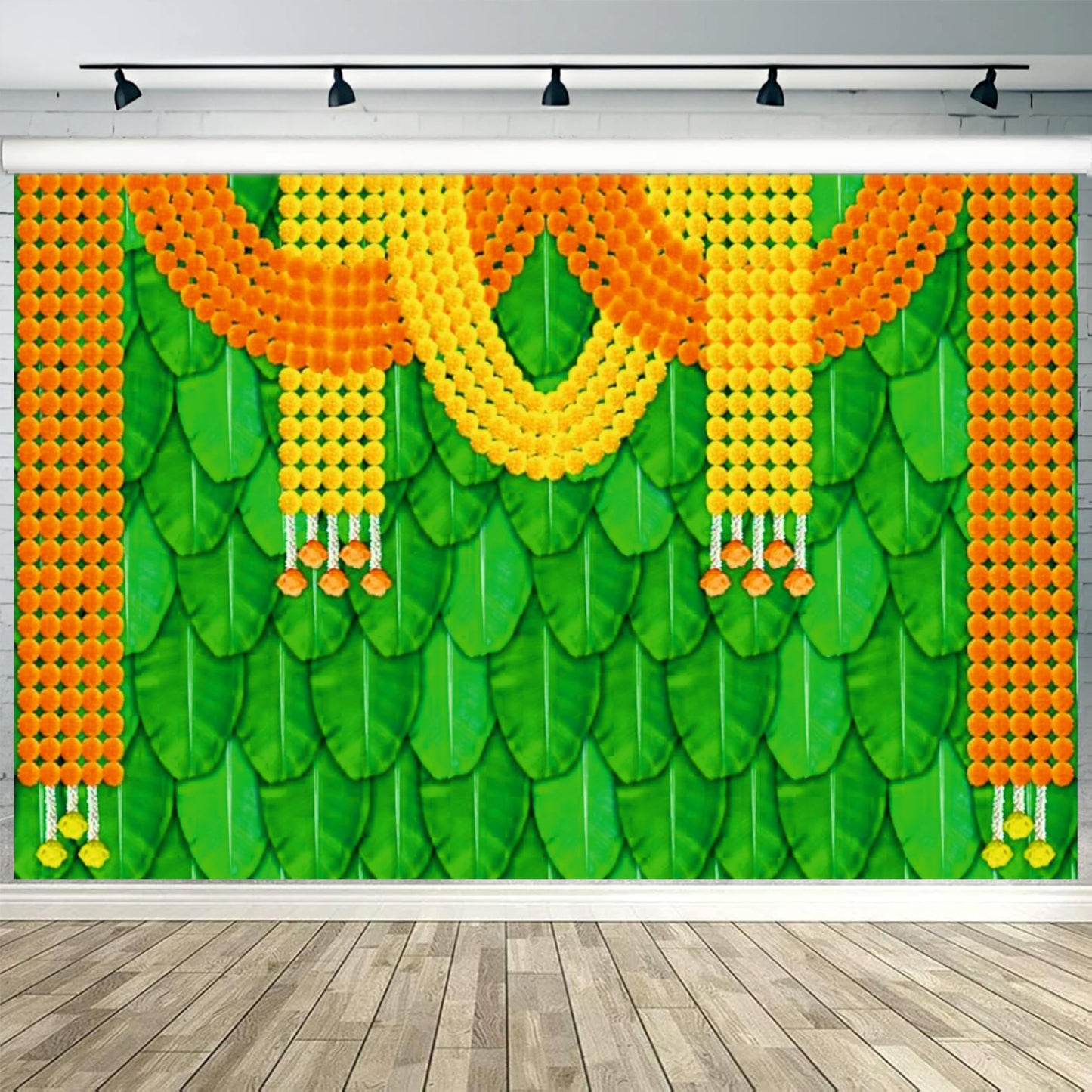 Yellow & Orange Flowers Decorative Theme Backdrop for Events, Home & Photoshoots