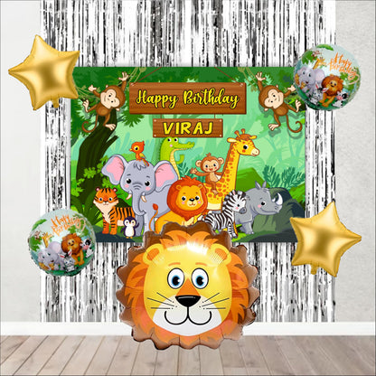 Jungle Birthday Backdrop Theme for Kids (Pack of 8)