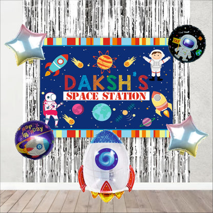 Space Customized Birthday Backdrop Theme for Kids (Pack of 8)