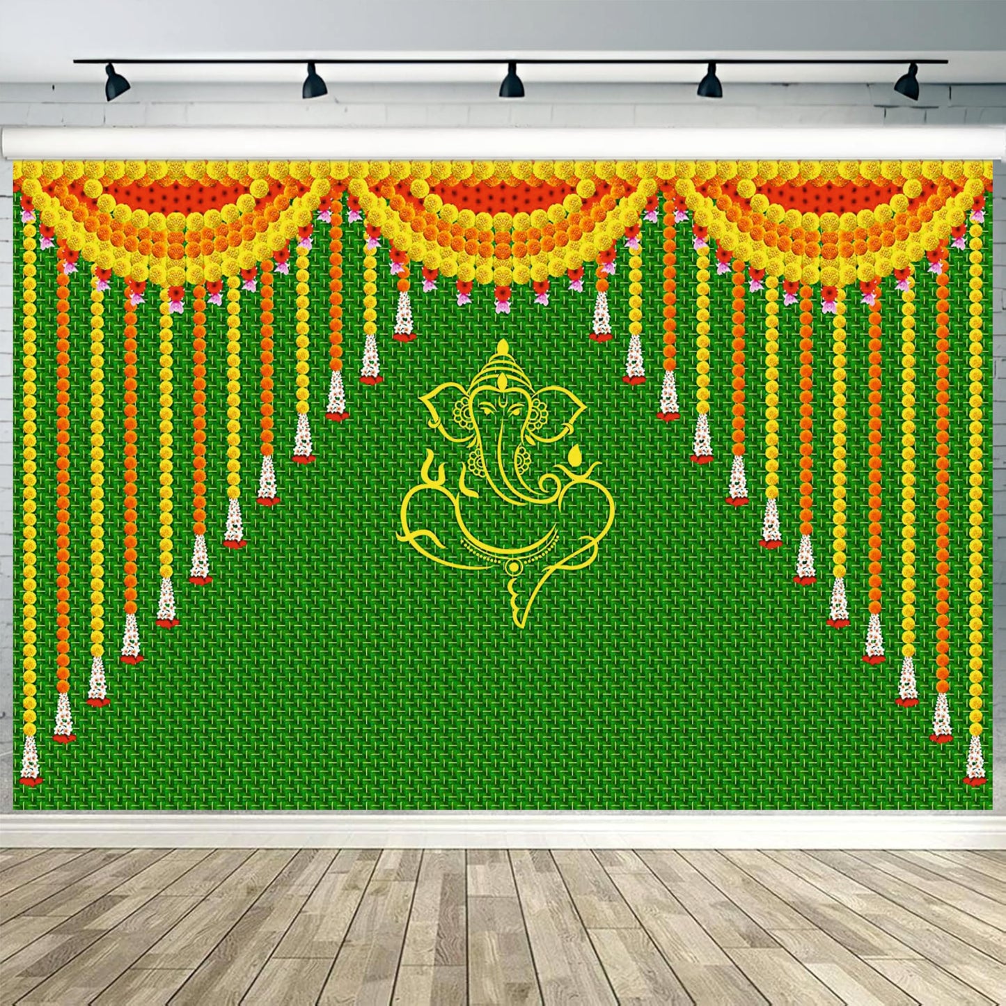 Ganpati Decorative Theme Backdrop for Events, Home & Photoshoots