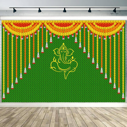 Ganpati Decorative Theme Backdrop for Events, Home & Photoshoots