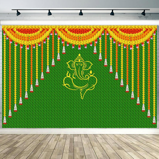 Ganpati Decorative Theme Backdrop for Events, Home & Photoshoots
