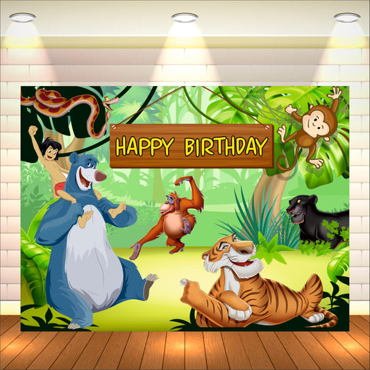 Jungle Book Birthday Theme Backdrop for Kids