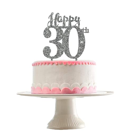 Acyrlic Silver Glitter Finish Couple Cake Topper for Decoration (4.5X6.25 Inches)