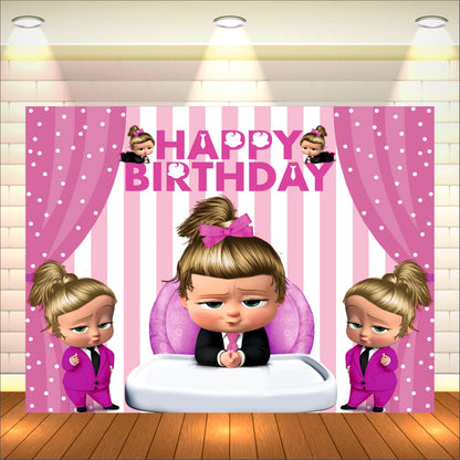 Boss Baby Girl Theme Birthday Backdrop for Kids