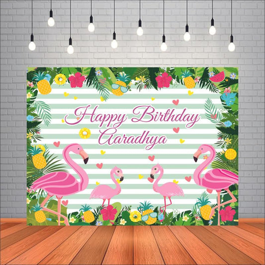 Customised Flamingo Birthday Banner Theme