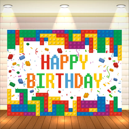 Building Blocks Theme Birthday Backdrop for Kids