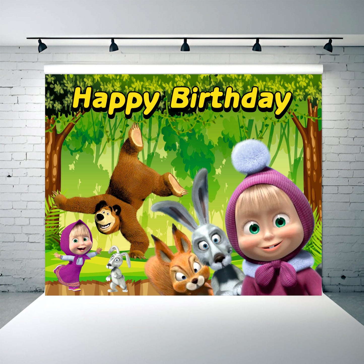 Masha Birthday Theme Birthday Backdrop for Kids