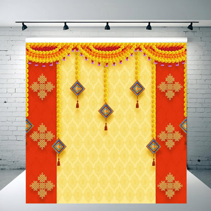Red & Yellow Flowers Decorative Theme Backdrop for Events, Home & Photoshoots