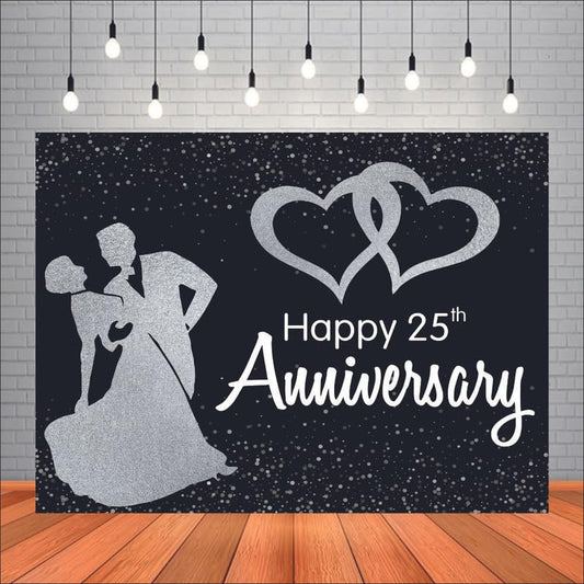 25th Silver Anniversary Backdrop for Photo Booth & Stage Decor