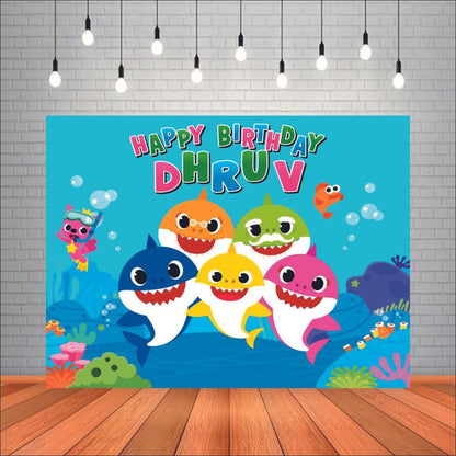 Customised Kids Baby Shark Birthday Banner Theme