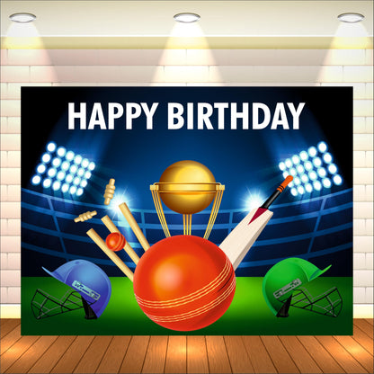 Cricket Birthday Theme Backdrop for Kids