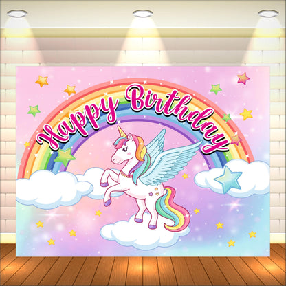 Unicorn Birthday Theme Backdrop for Kids