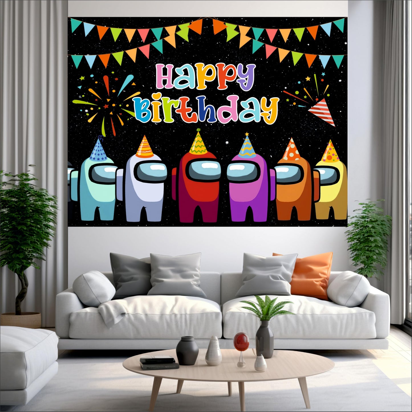 Among Game Theme Birthday Backdrop for Kids
