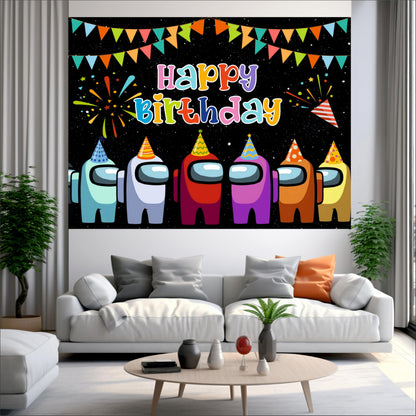 Among Game Theme Birthday Backdrop for Kids