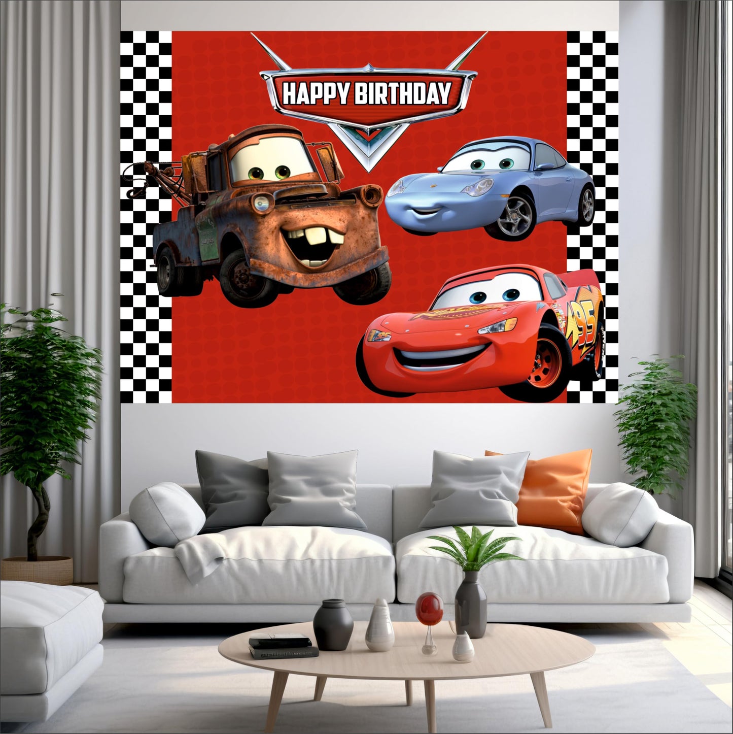 Cars Birthday Theme Backdrop for Kids