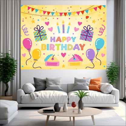 Happy Birthday Theme Birthday Backdrop for Kids
