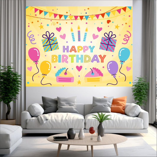 Happy Birthday Theme Birthday Backdrop for Kids